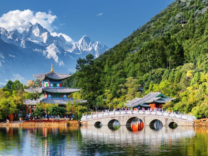 Beautiful view of the Jade Dragon Snow Mountain, Lijiang, China