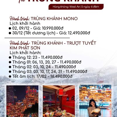 ❄️TRÙNG KHÁNH – TRƯỢT TUYẾT KIM PHẬT SƠN 5N4Đ❄️