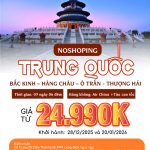 BẮC KINH – THƯỢNG HẢI – HÀNG CHÂU – TÔ CHÂU (7N6Đ – NoShopping)